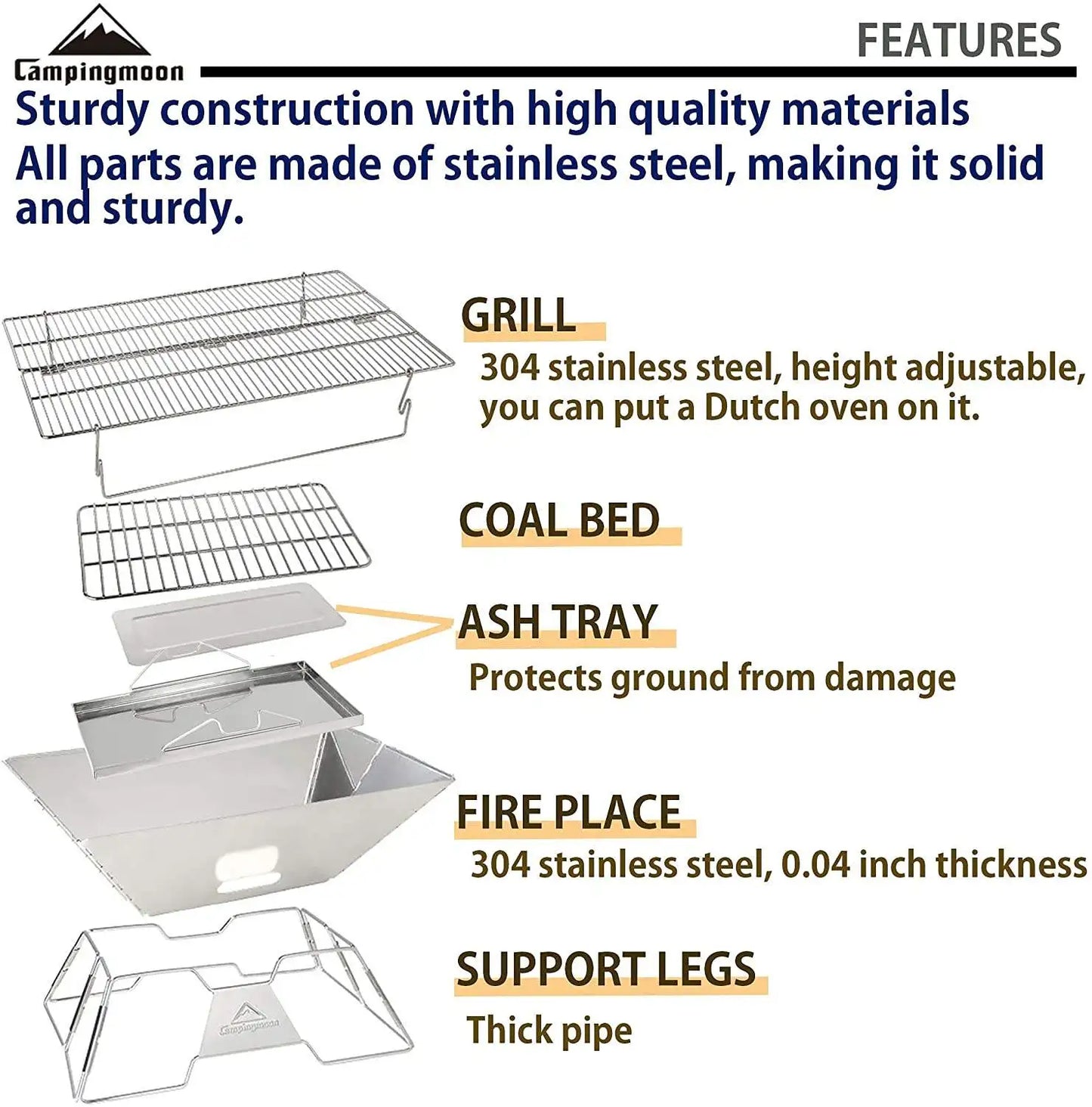 Portable Stainless Steel Barbecue Grill