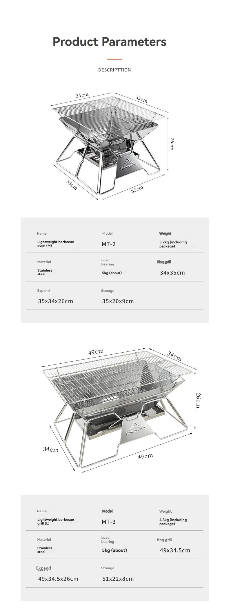 Portable Stainless Steel Barbecue Grill