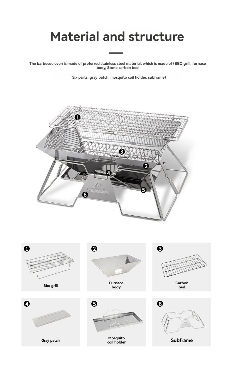 Portable Stainless Steel Barbecue Grill